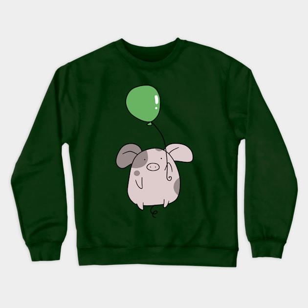 Green Balloon Spotted Pig Crewneck Sweatshirt by saradaboru